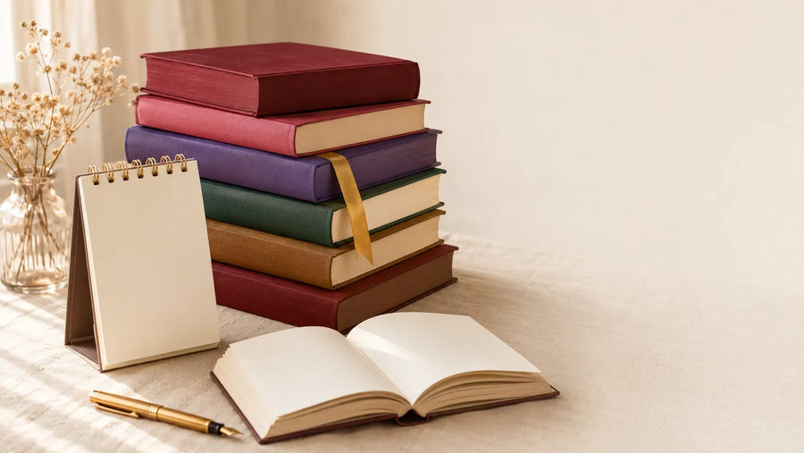 Erscheinungskalender 2026: Bücherstapel mit neuen Bänden beliebter Krimi- und Romance-Reihen