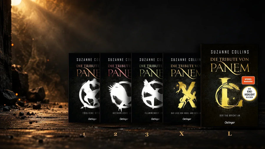 Die Tribute von Panem: die fünf Romane in Lesereihenfolge, von Tödliche Spiele bis Der Tag bricht an