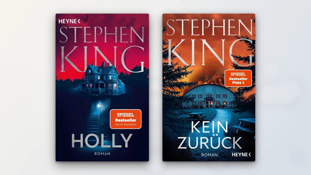 Buchcover »Holly« und »Kein Zurück« von Stephen King, die beiden jüngsten Romane mit Holly Gibney