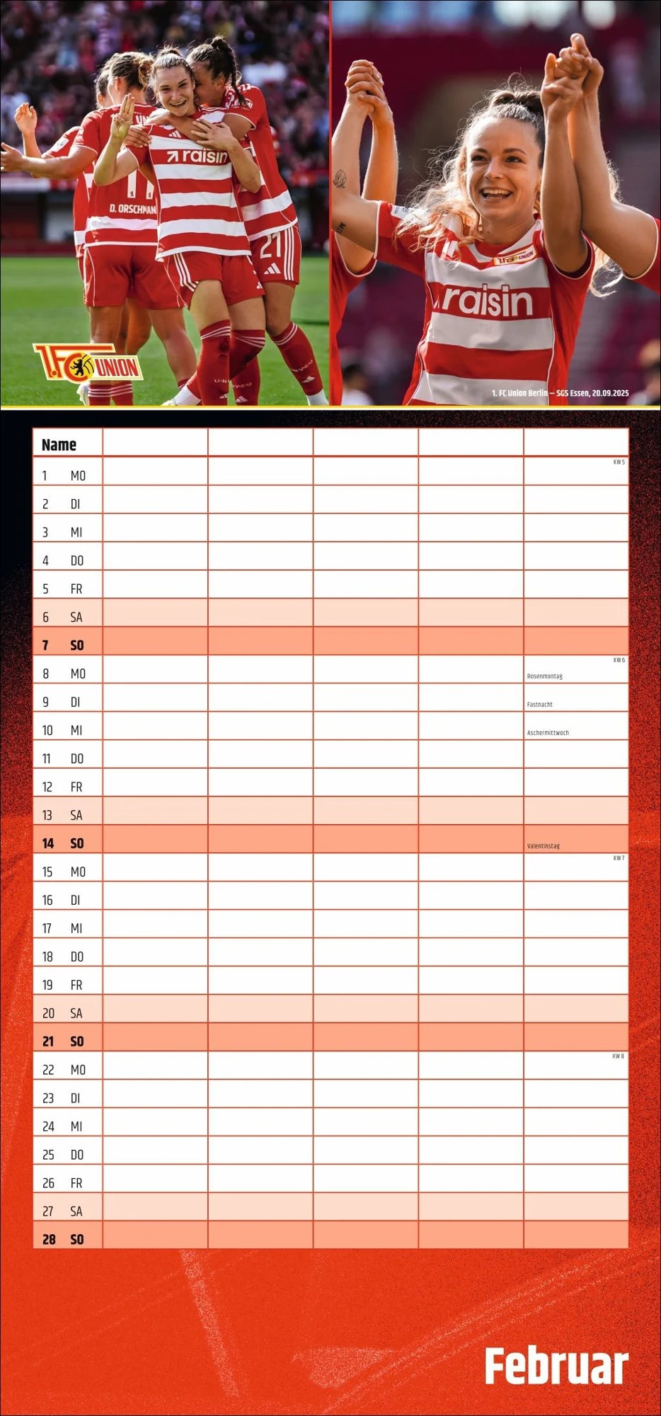 1. FC Union Berlin Familienplaner 2027 – Ansicht