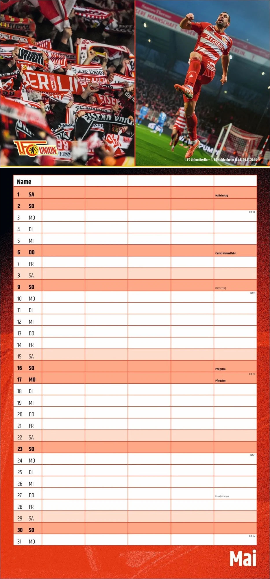 1. FC Union Berlin Familienplaner 2027 – Ansicht