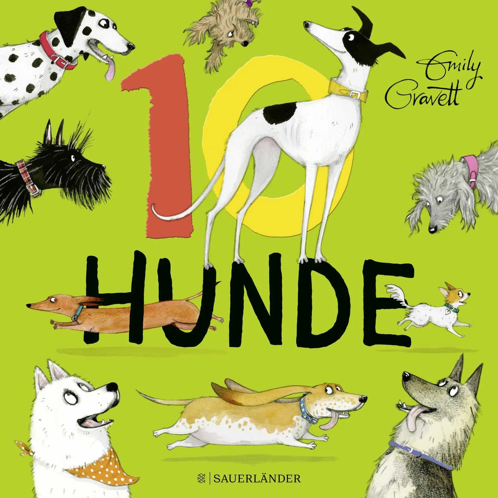 Buchcover von '10 Hunde' - Gebundene Ausgabe von Emily Gravett