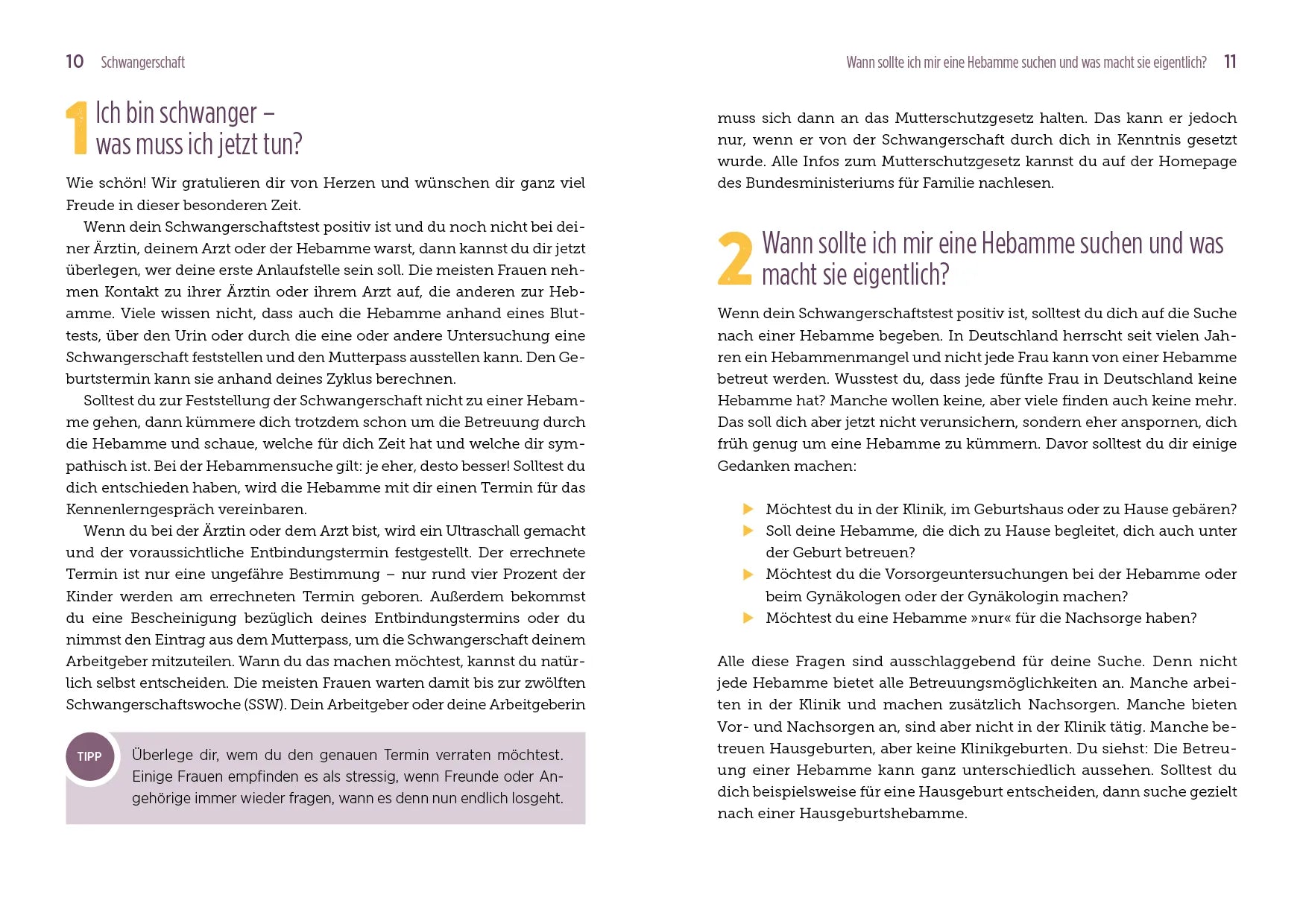 Innenansicht von '100 Fragen an deine Hebamme' - Taschenbuch