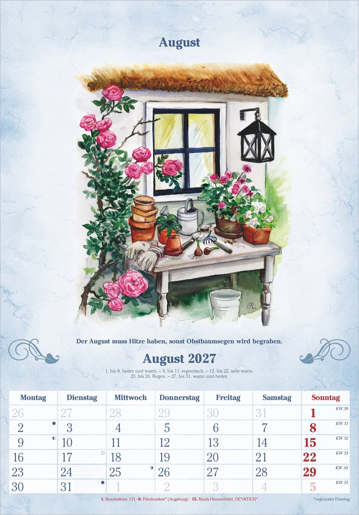 100-jähriger Kalender 2027 – Ansicht