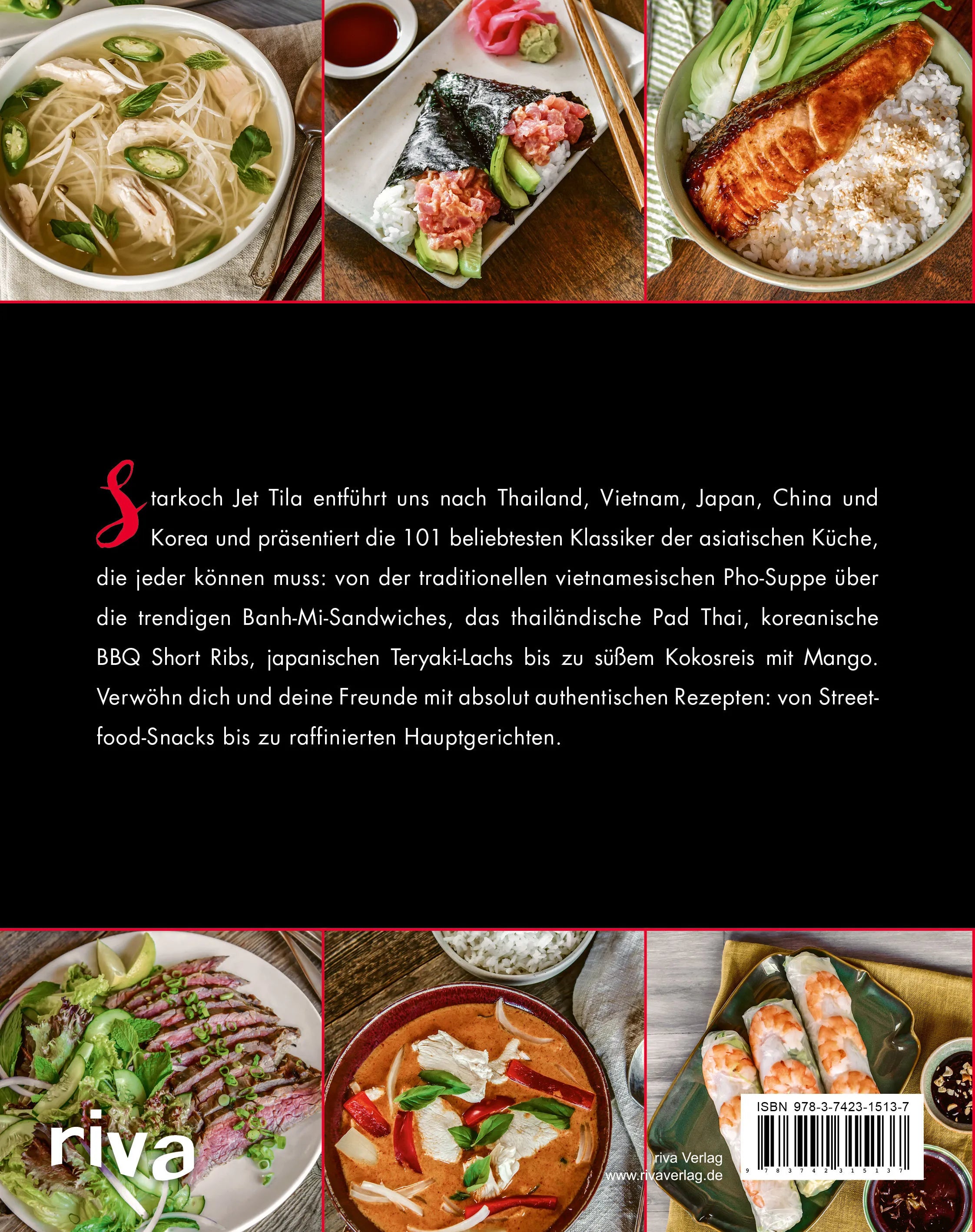Buchrückseite von '101 asiatische Klassiker, die du gekocht haben musst' mit Klappentext - Taschenbuch