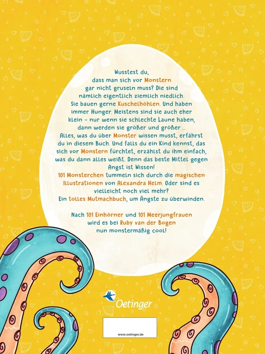 Buchrückseite von '101 Monster und alles, was du über sie wissen musst!' mit Klappentext - Gebundene Ausgabe