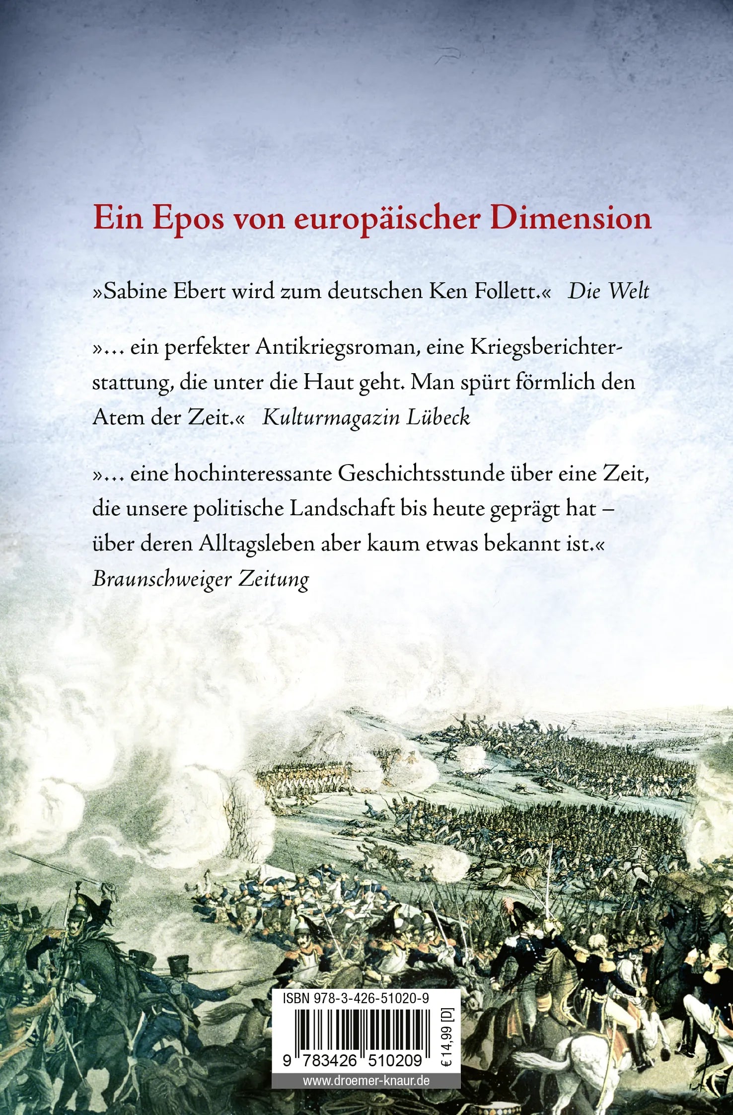 Buchrückseite von '1815 - Blutfrieden' mit Klappentext - Taschenbuch