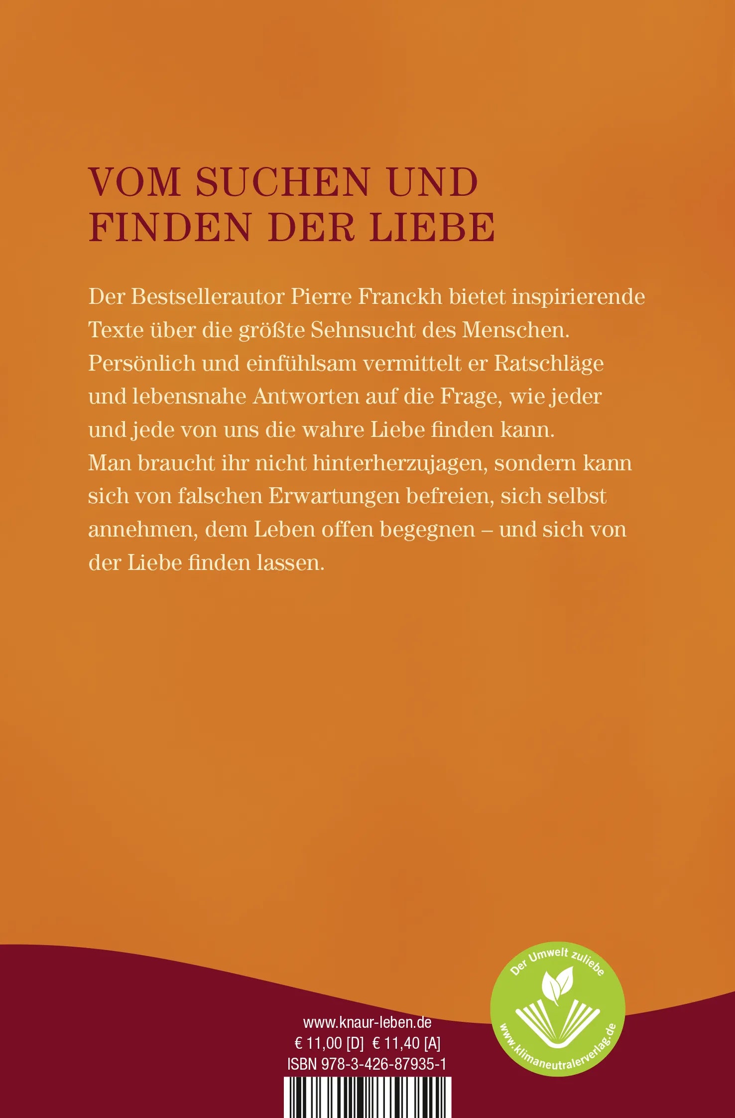 Buchrückseite von '21 Wege, die Liebe zu finden' mit Klappentext - Taschenbuch
