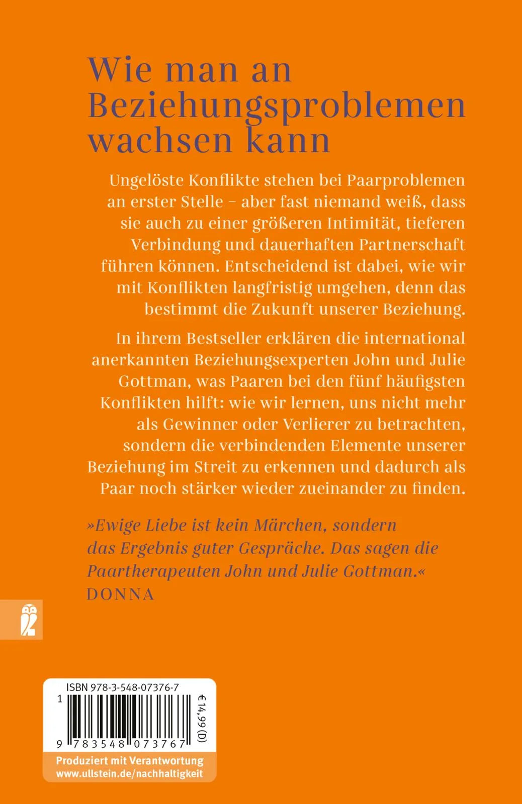 Buchrückseite von '5 Konflikte, die jedem Paar begegnen' mit Klappentext - Taschenbuch
