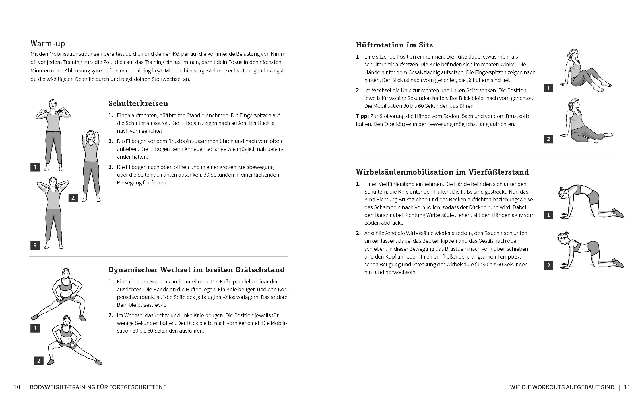 Innenansicht von '50 Workouts – Bodyweight-Training für Fortgeschrittene' - Taschenbuch