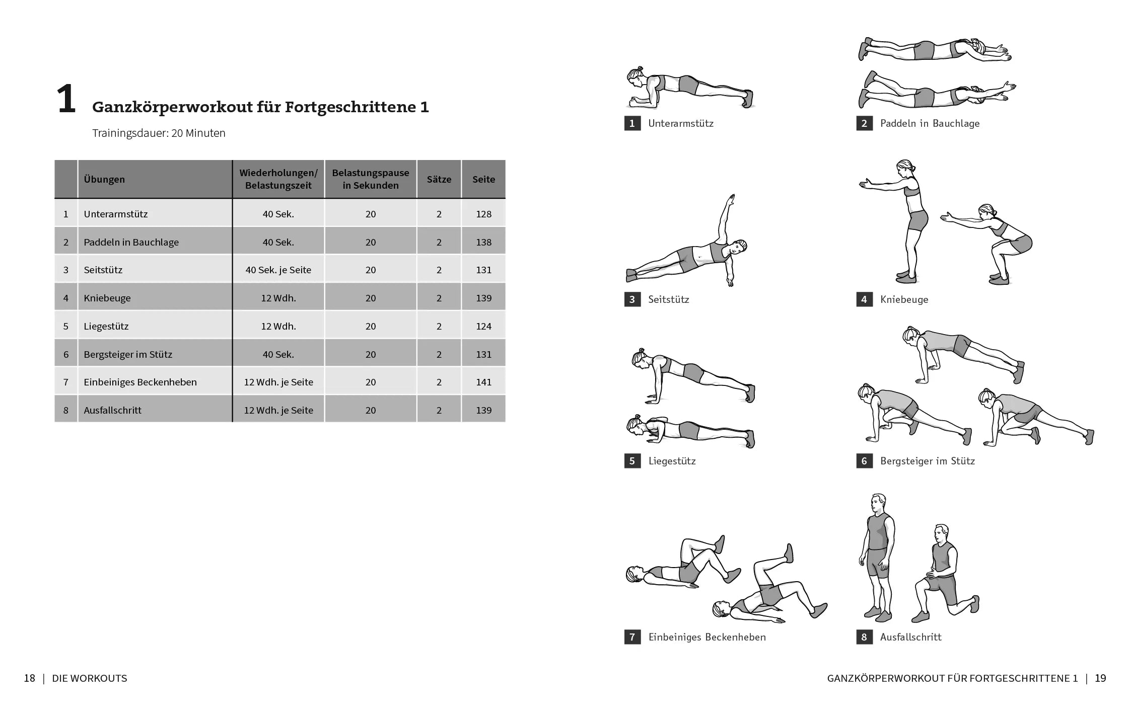 Innenansicht von '50 Workouts – Bodyweight-Training für Fortgeschrittene' - Taschenbuch