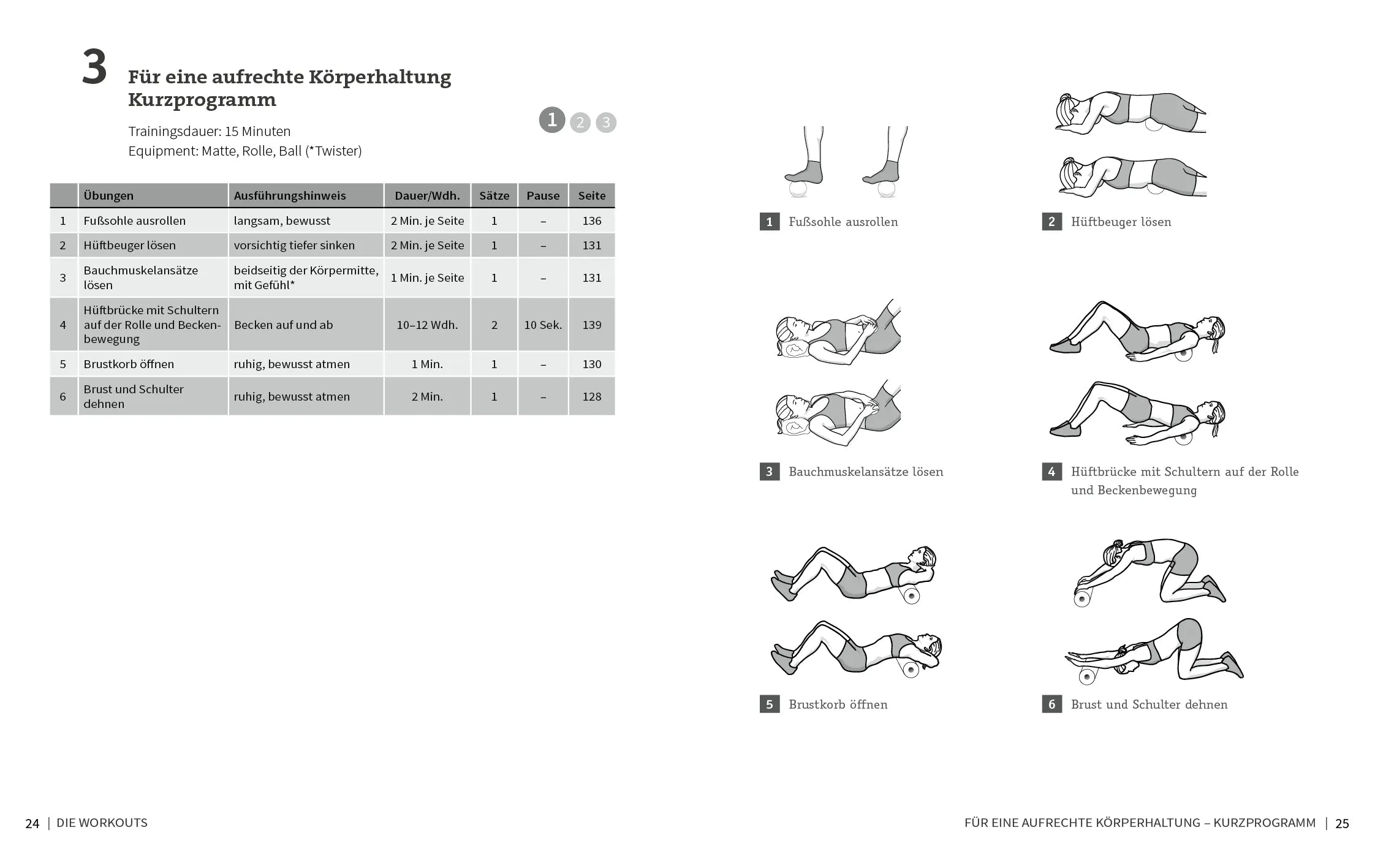 Innenansicht von '50 Workouts mit Faszienrolle und Ball' - Taschenbuch