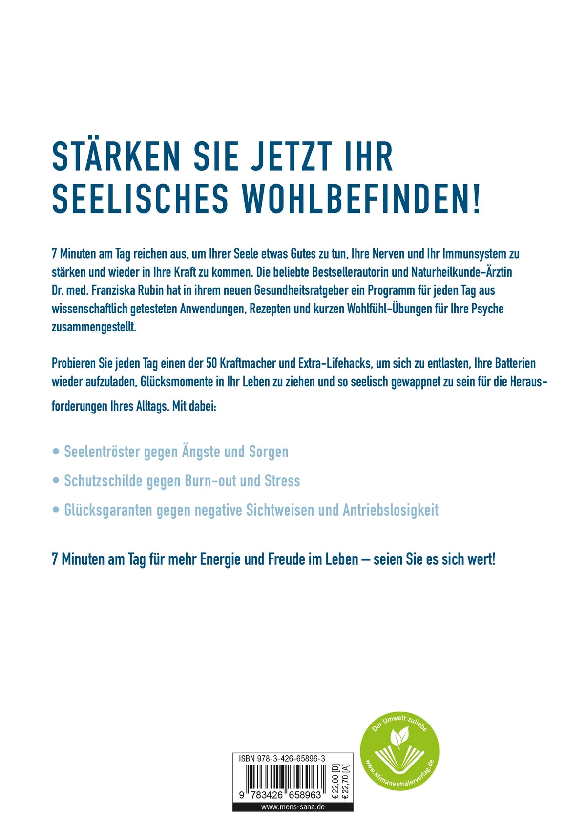 Rückseite: 7 Minuten am Tag endlich kraftvoll und gelassen (Paperback)