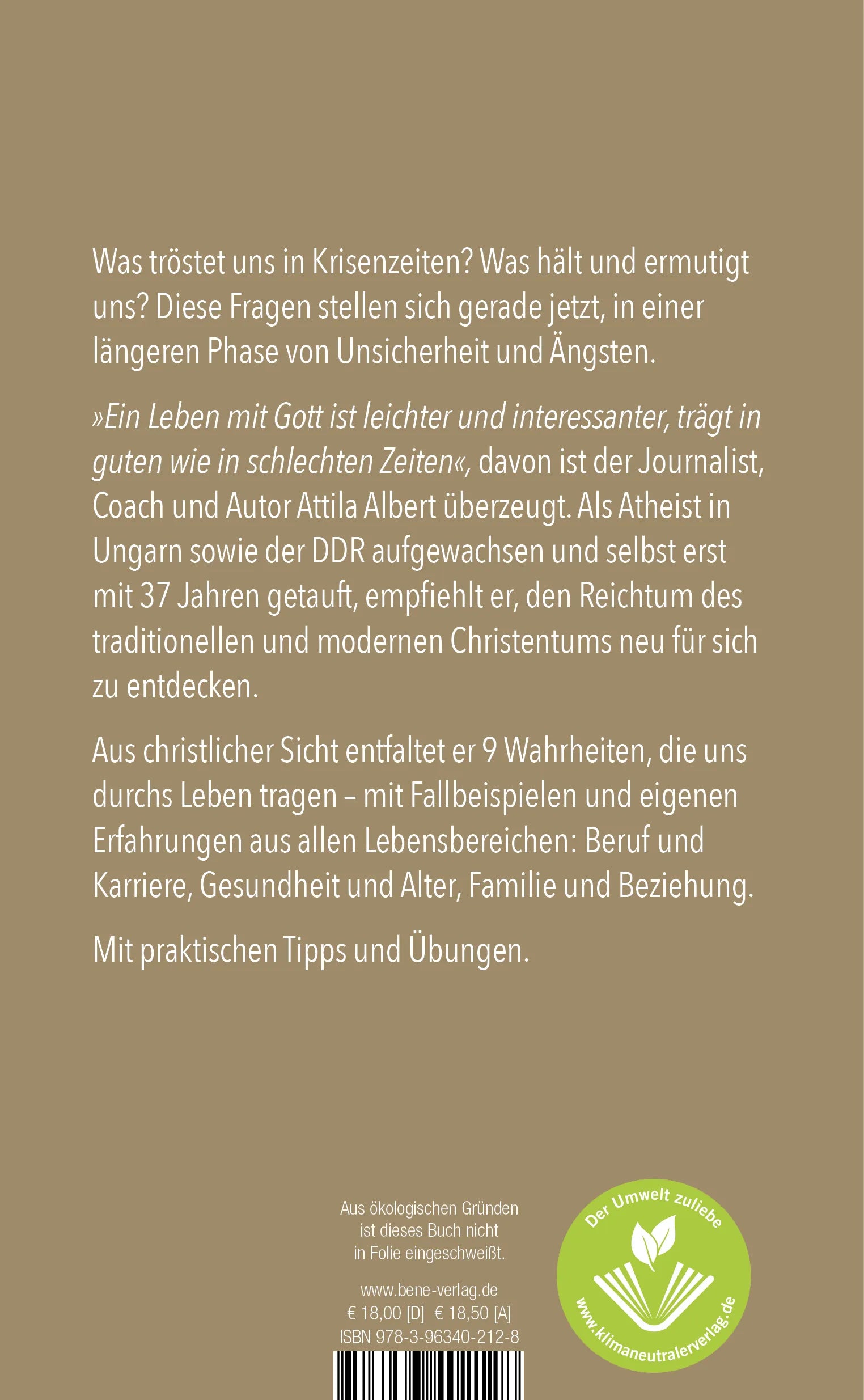 Buchrückseite von '9 Wahrheiten, die dich durchs Leben tragen' mit Klappentext - Gebundene Ausgabe