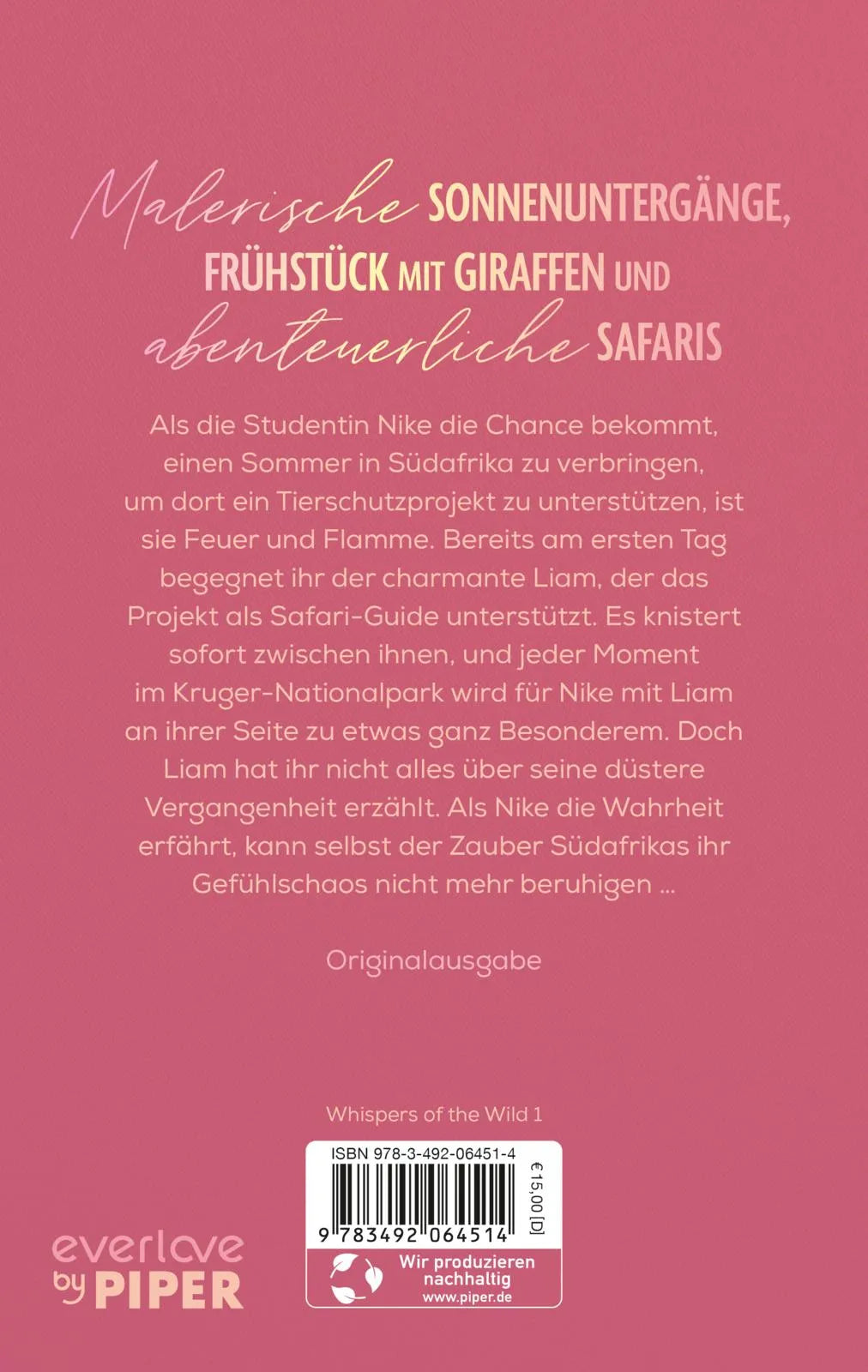 Buchrückseite von 'A Touch of Wilderness' mit Klappentext - Paperback