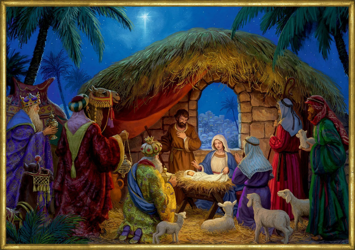 Adventskalender: A3-Wand-Adventskalender – An der Weihnachtskrippe
