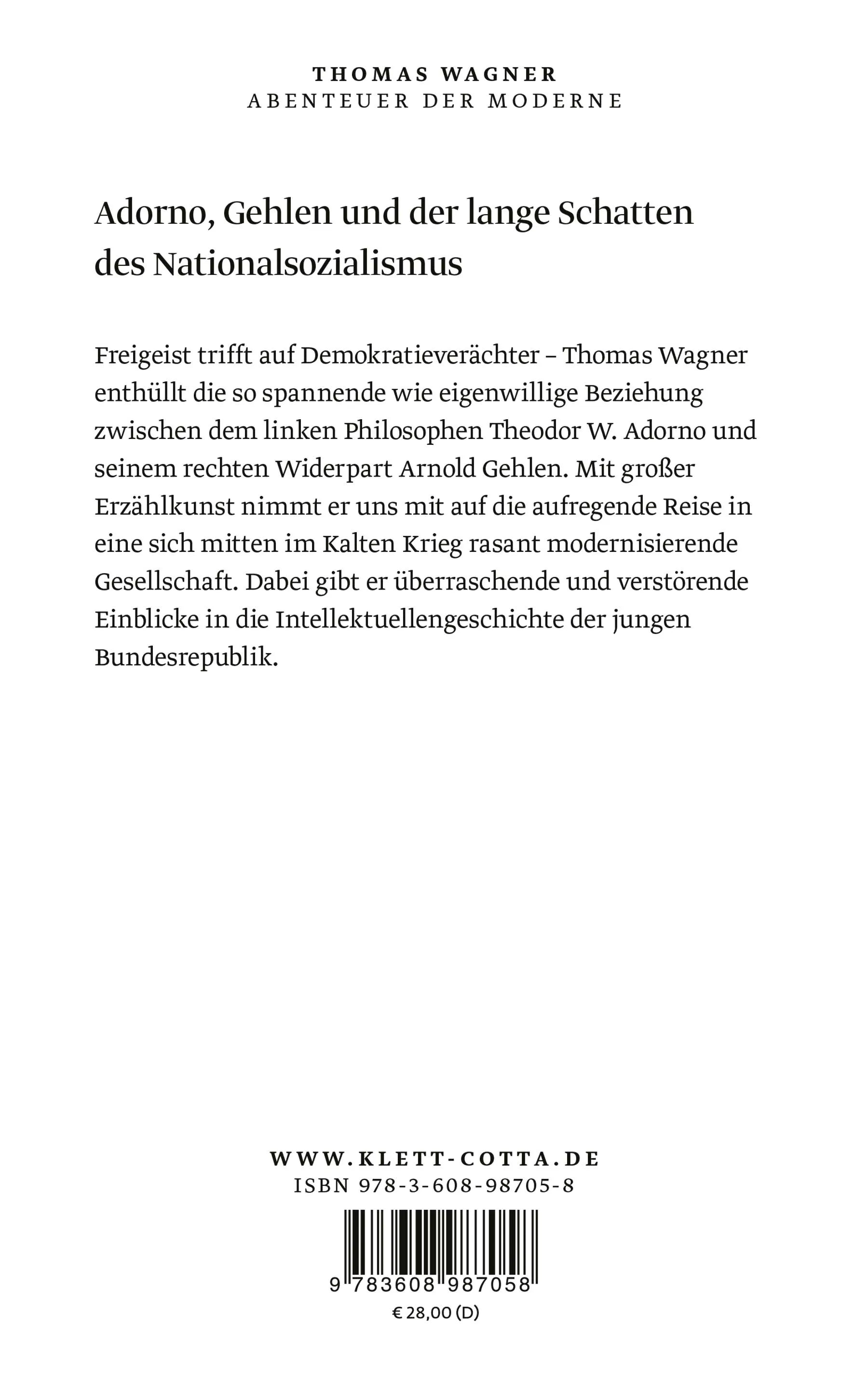 Buchrückseite von 'Abenteuer der Moderne' mit Klappentext - Gebundene Ausgabe