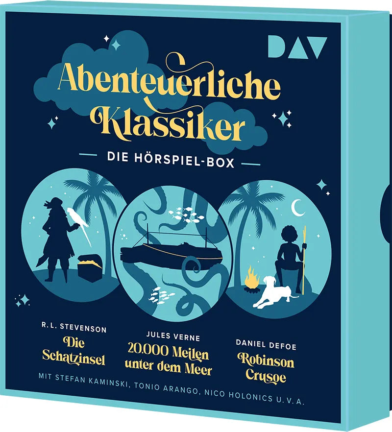 Jules Verne - Abenteuerliche Klassiker – Die Hörspiel-Box. Die Schatzinsel, 20.000 Meilen unter dem Meer, Robinson Crusoe