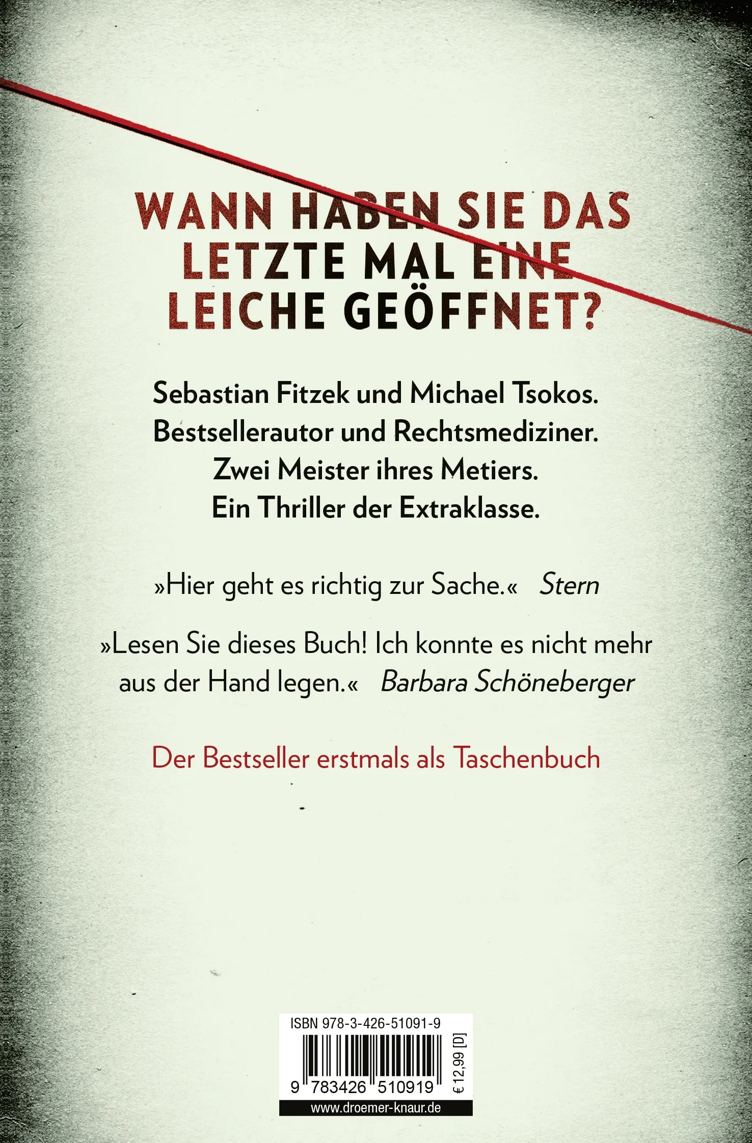 Buchrückseite von 'Abgeschnitten' mit Klappentext - Taschenbuch