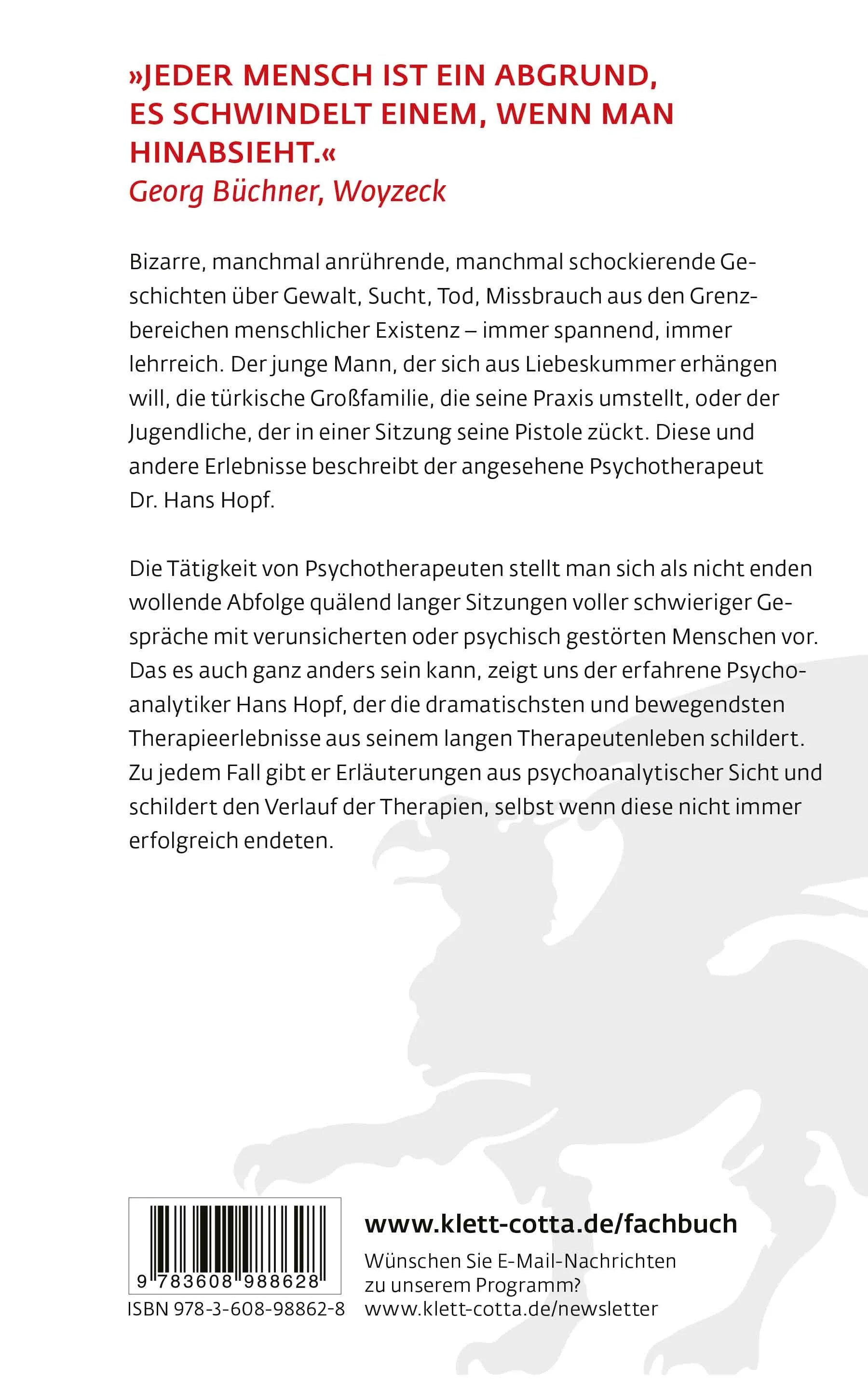 Buchrückseite von 'Abgründe' mit Klappentext - Paperback