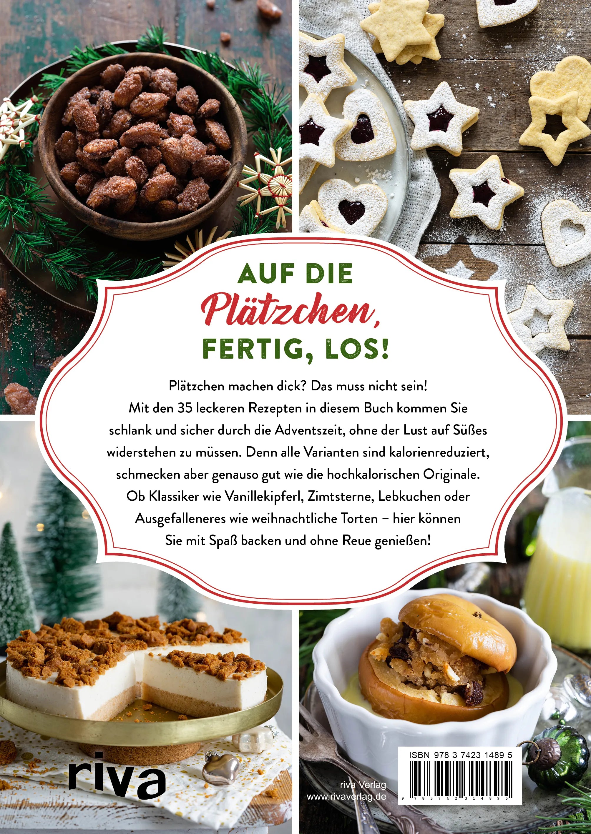 Buchrückseite von 'Abnehmen mit Plätzchen, Lebkuchen und Co.' mit Klappentext - Taschenbuch