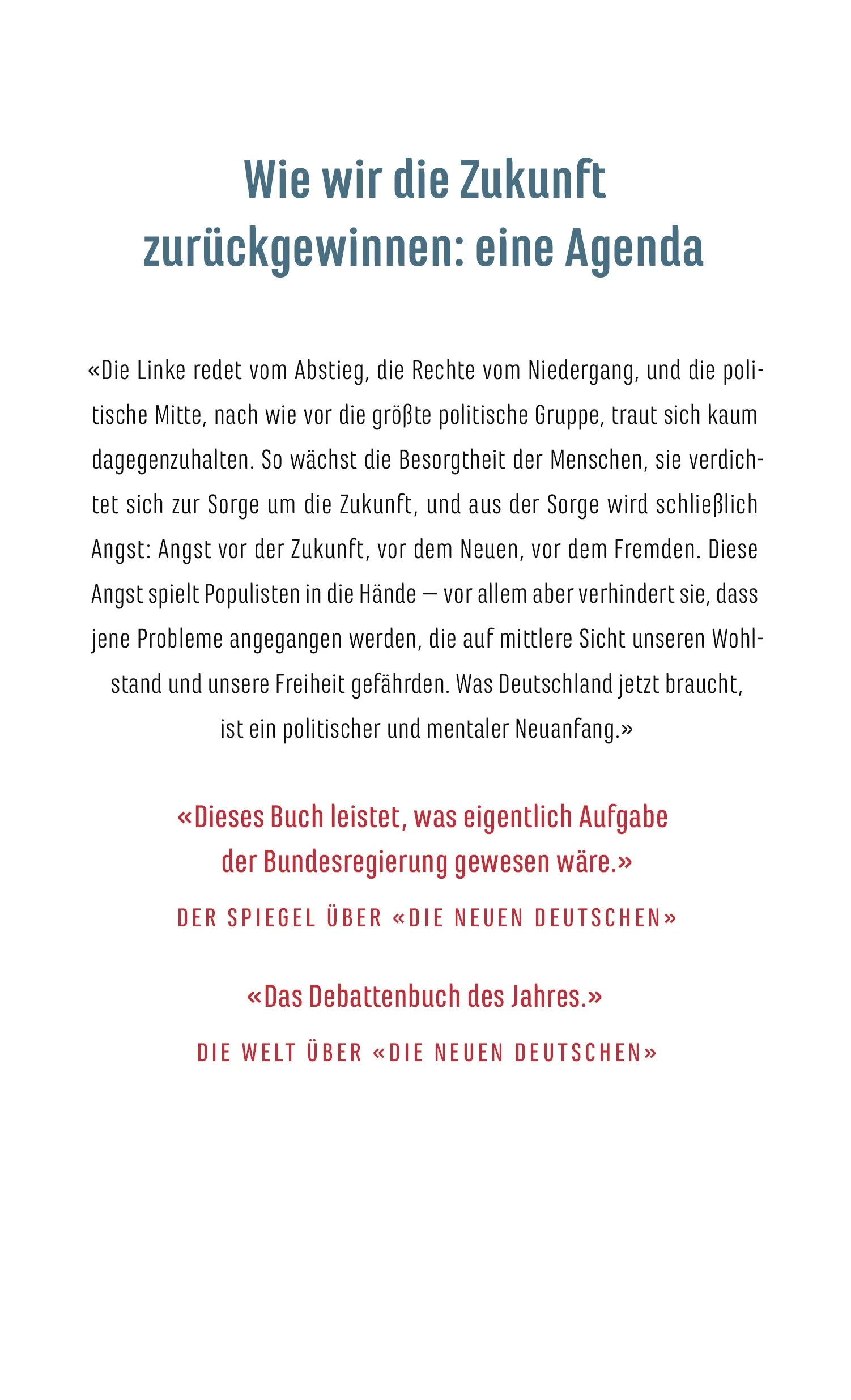 Buchrückseite von 'Abschied vom Abstieg' mit Klappentext - Gebundene Ausgabe