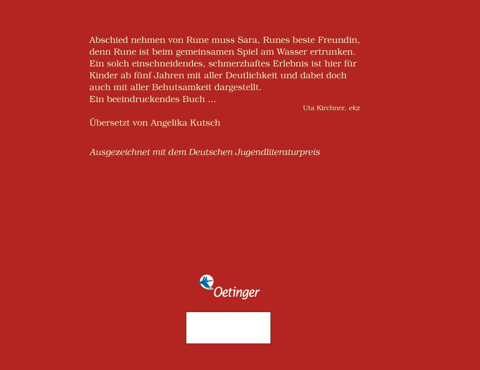 Buchrückseite von 'Abschied von Rune' mit Klappentext - Gebundene Ausgabe