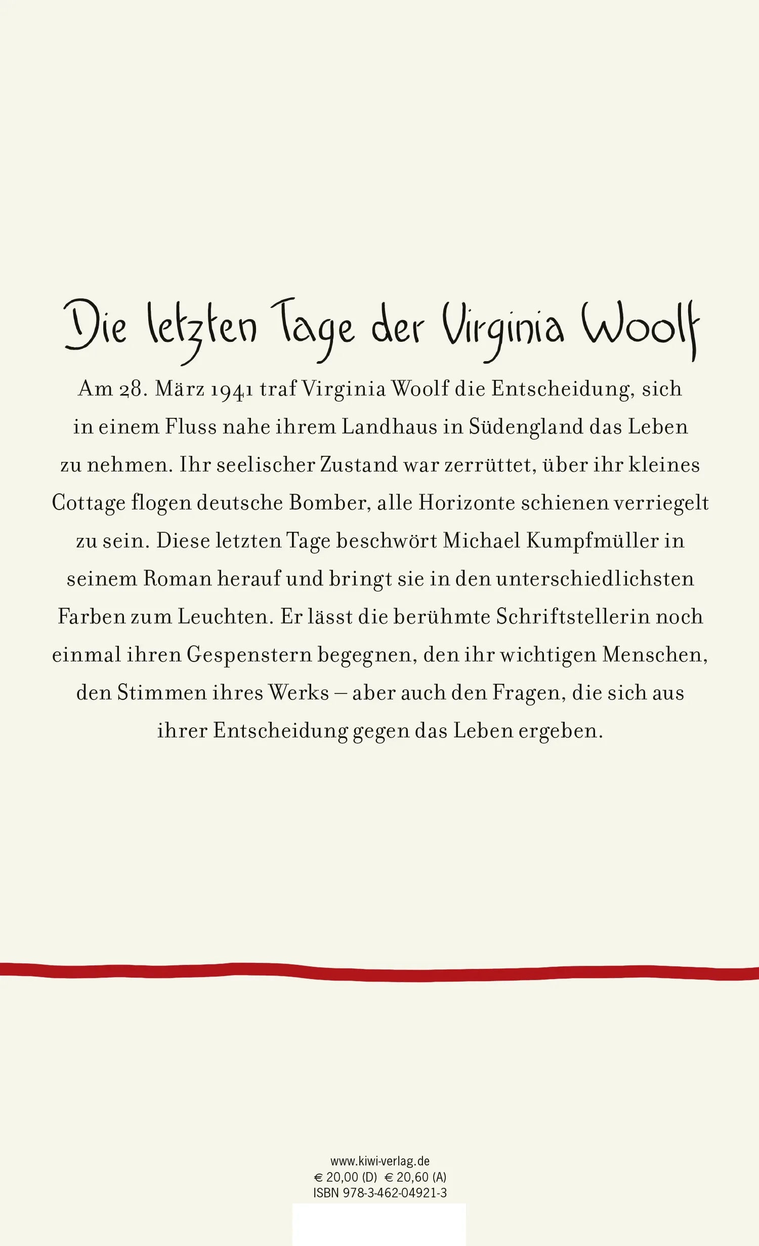 Buchrückseite von 'Ach, Virginia' mit Klappentext - Gebundene Ausgabe
