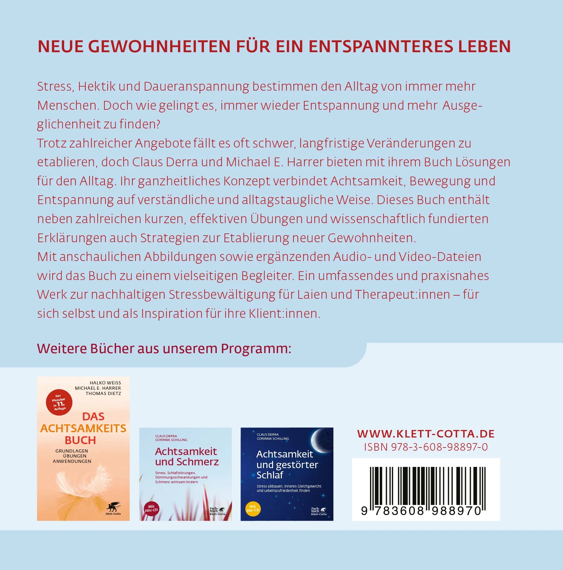 Buchrückseite von 'Achtsam bewegen und entspannen' mit Klappentext - Gebundene Ausgabe