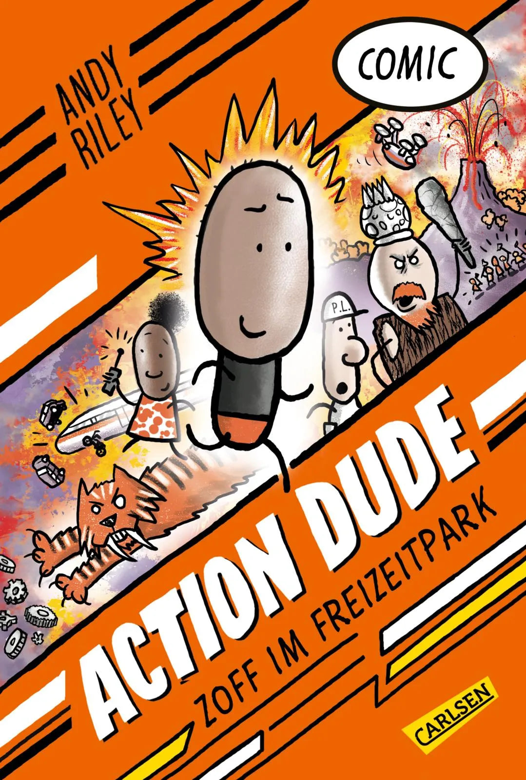 Buchcover von 'Action Dude 1: Zoff im Freizeitpark' - Gebundene Ausgabe von Andy Riley