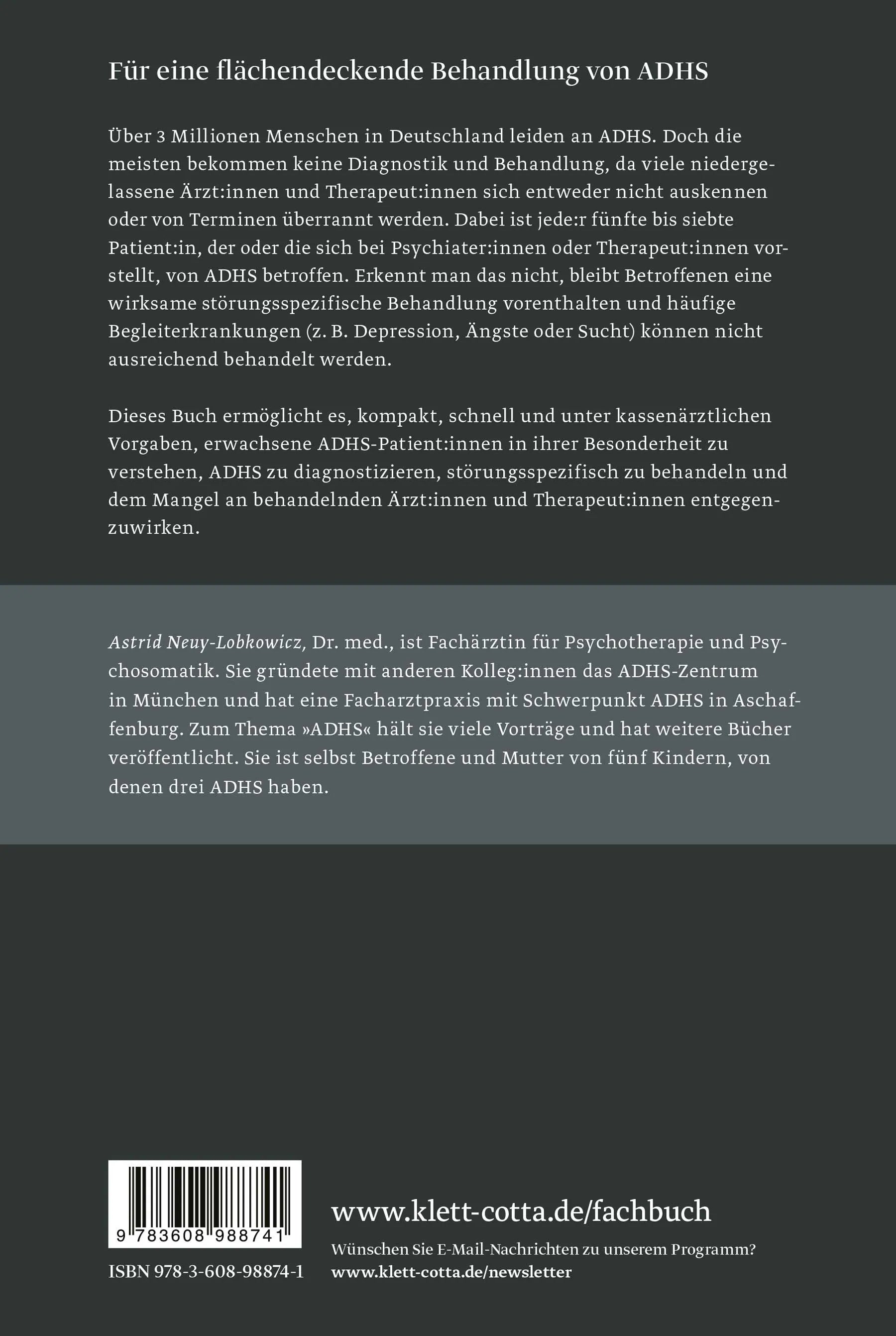 Buchrückseite von 'ADHS kompakt' mit Klappentext - Paperback