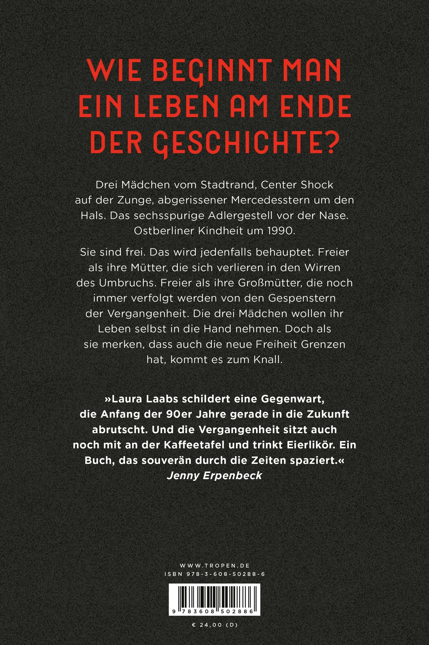 Buchrückseite von 'Adlergestell' mit Klappentext - Gebundene Ausgabe