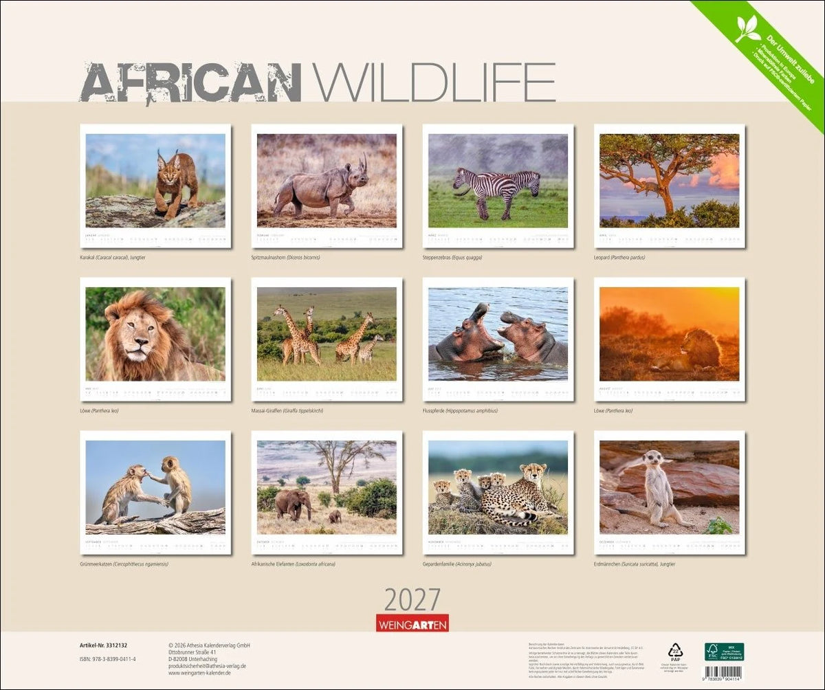 African Wildlife Kalender 2027 – Ansicht