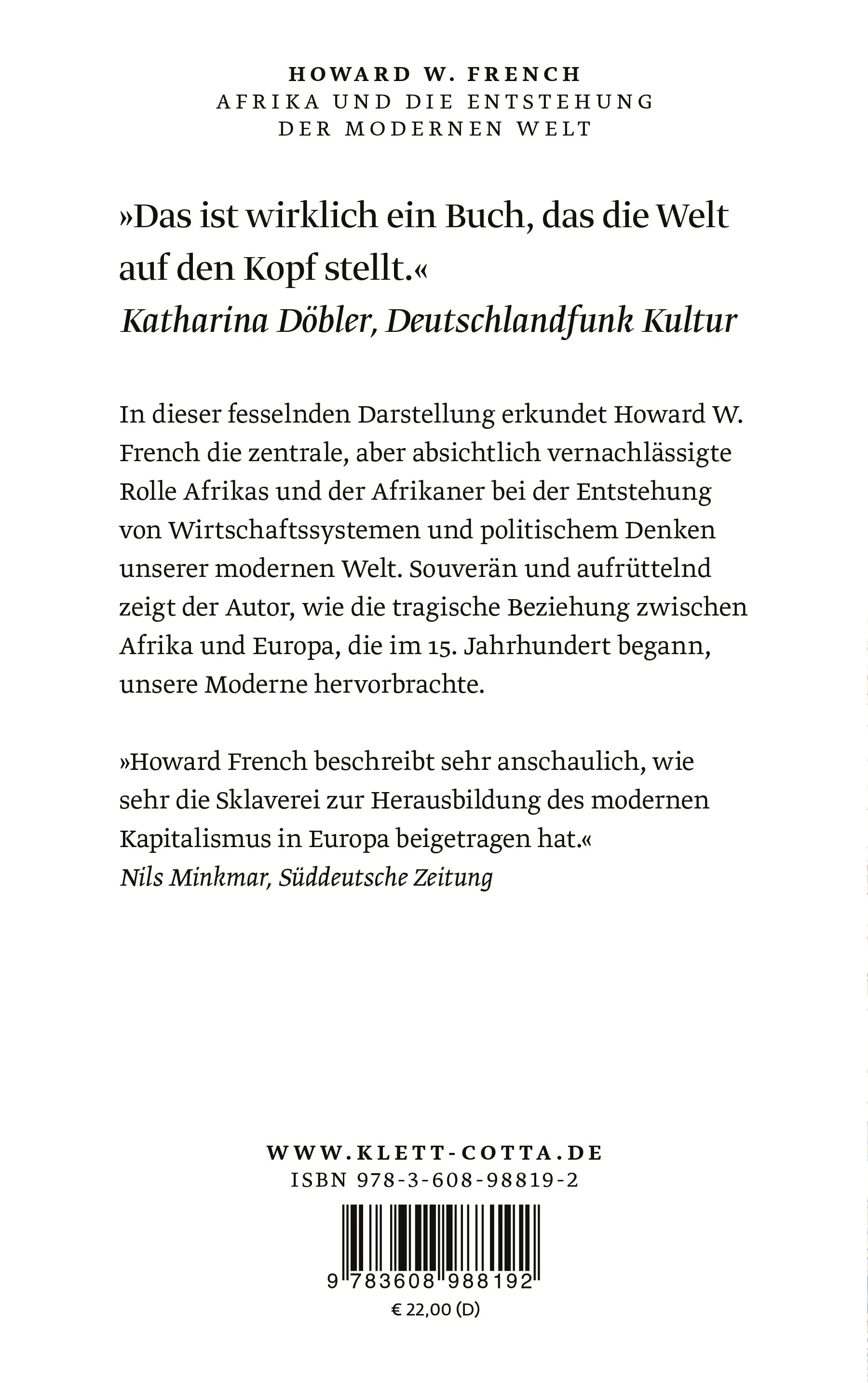 Rückseite: Afrika und die Entstehung der modernen Welt (Taschenbuch)
