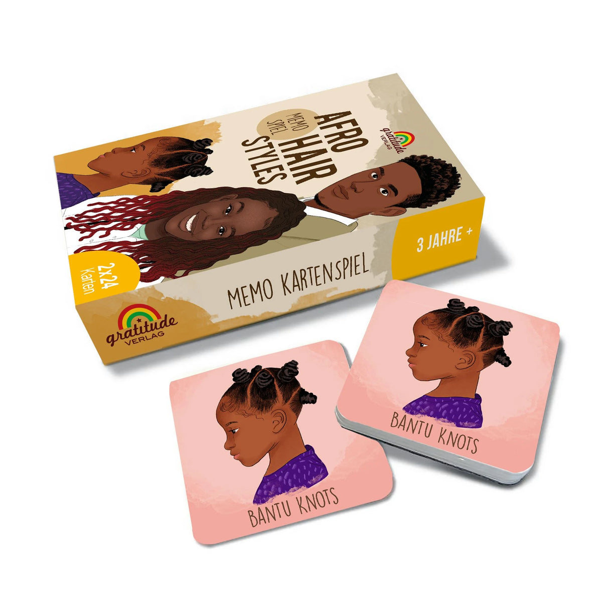 Afro Hair Styles. Memo-Kartenspiel mit 36 Styles incl. Booklet mit Style Infos – Ansicht