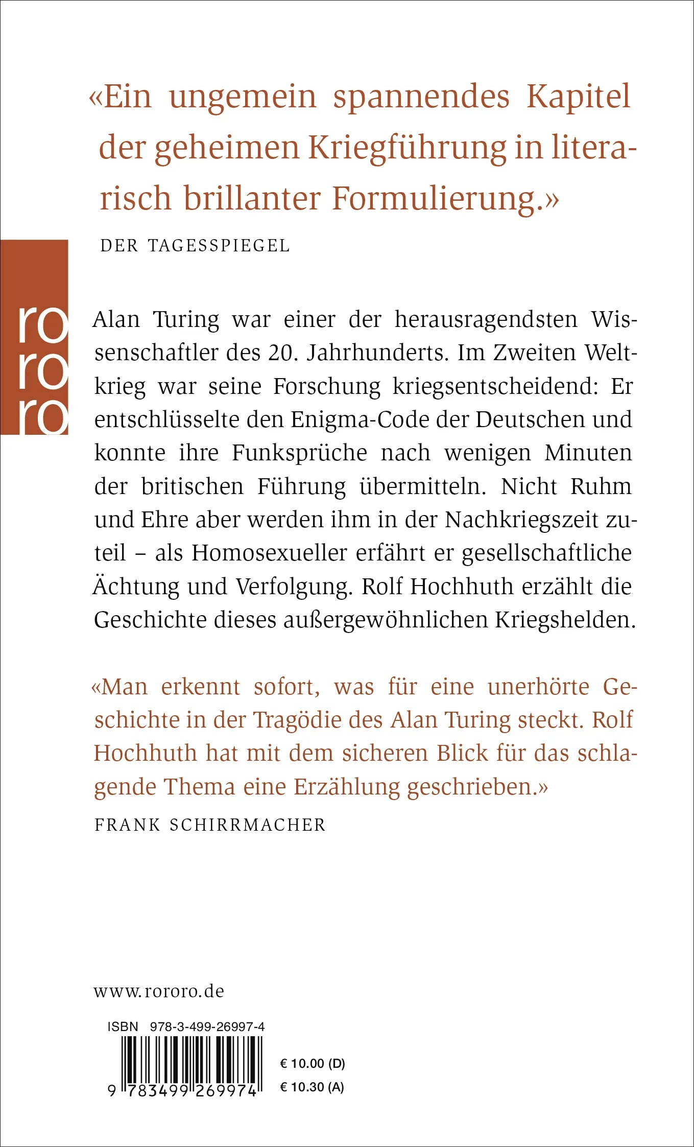 Buchrückseite von 'Alan Turing' mit Klappentext - Taschenbuch