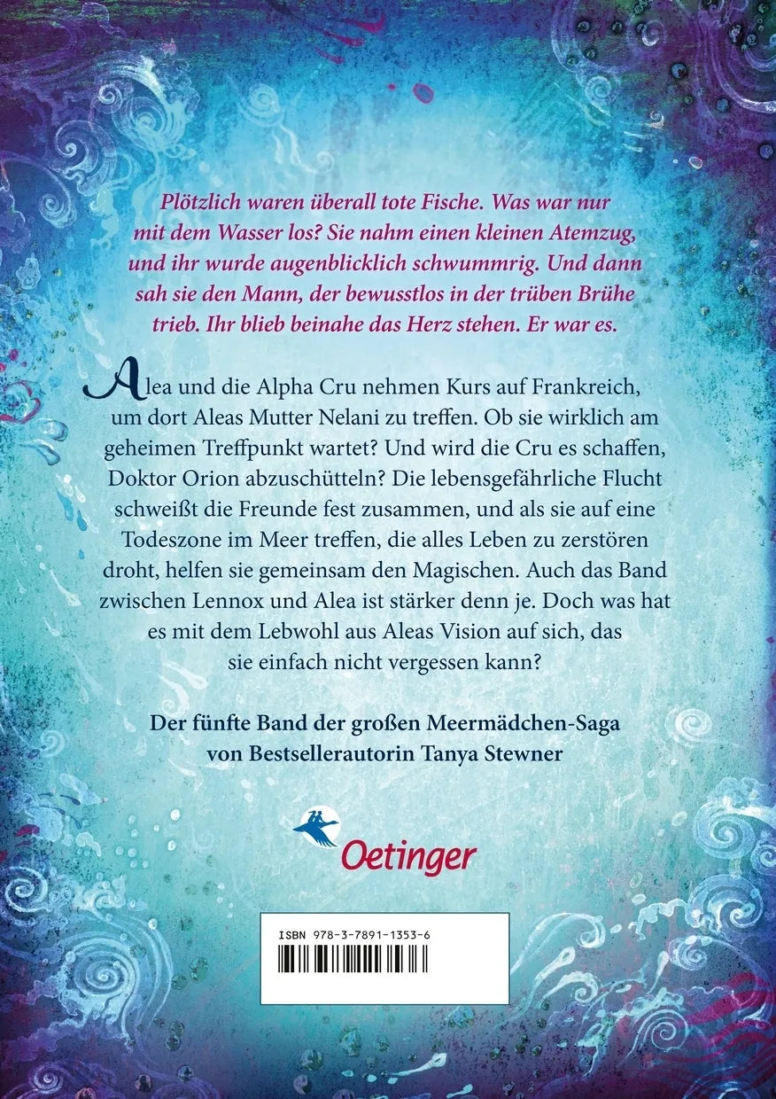 Buchrückseite von 'Alea Aquarius 5. Die Botschaft des Regens' mit Klappentext - Gebundene Ausgabe