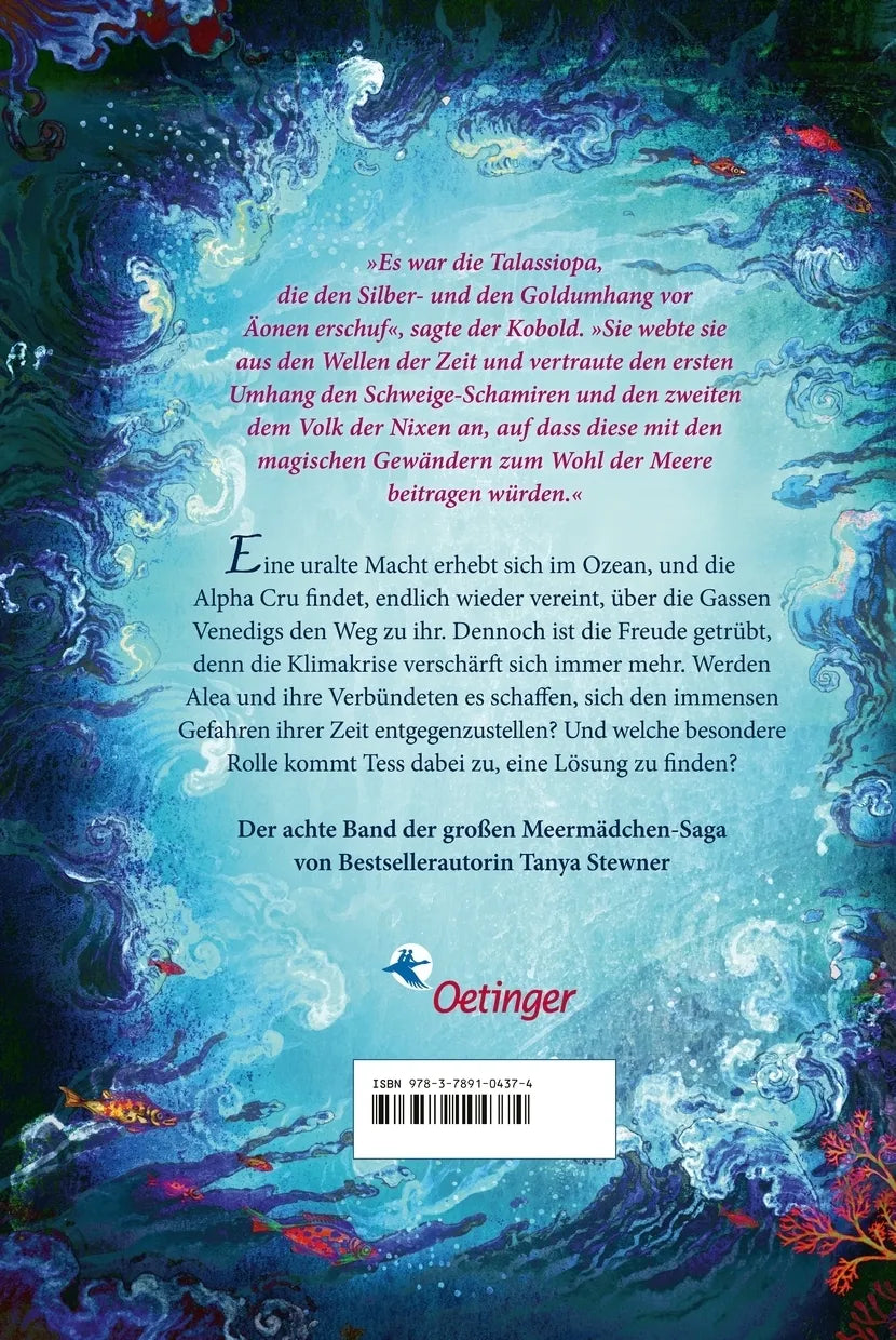 Buchrückseite von 'Alea Aquarius 8. Die Wellen der Zeit' mit Klappentext - Gebundene Ausgabe