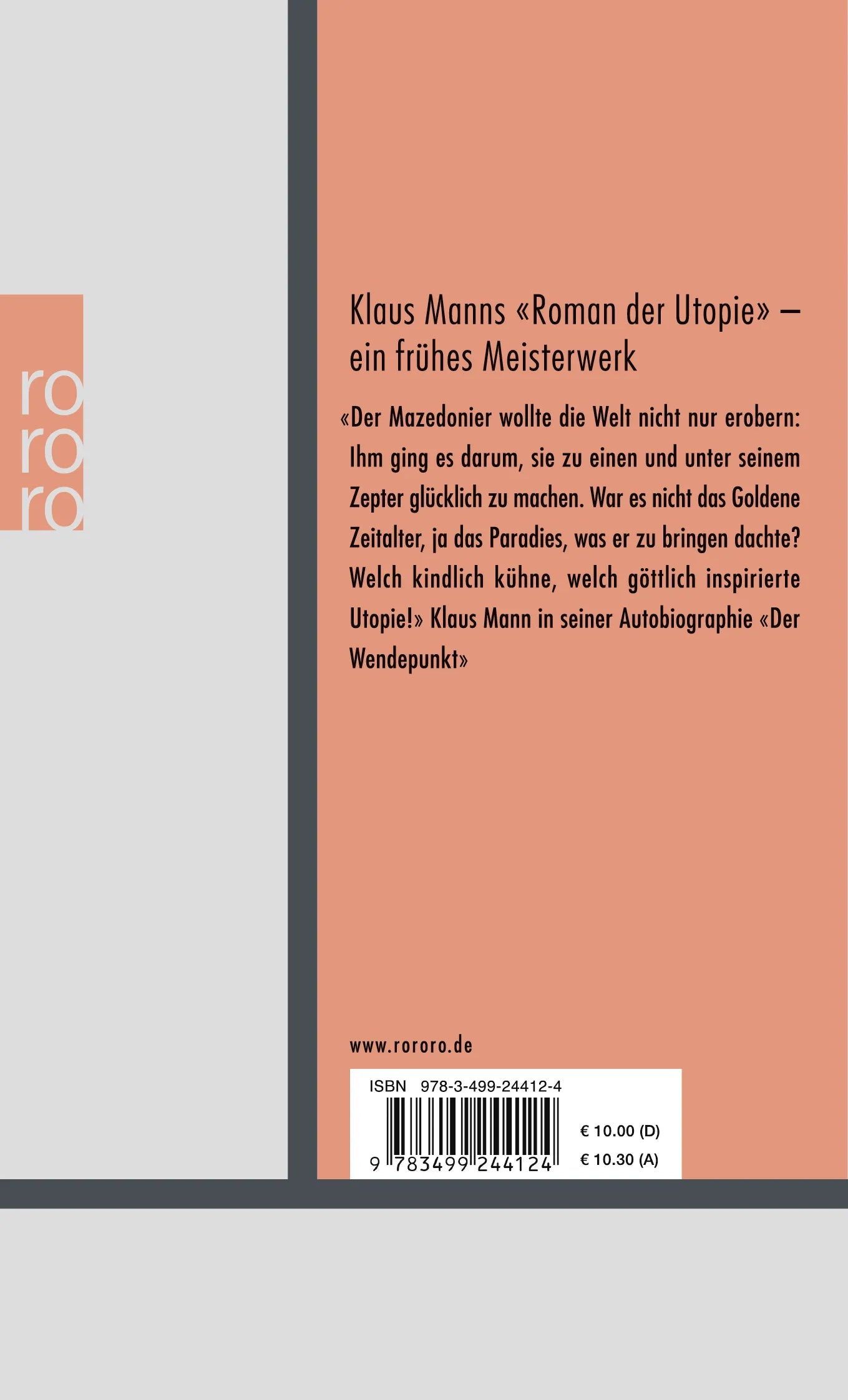 Buchrückseite von 'Alexander' mit Klappentext - Taschenbuch