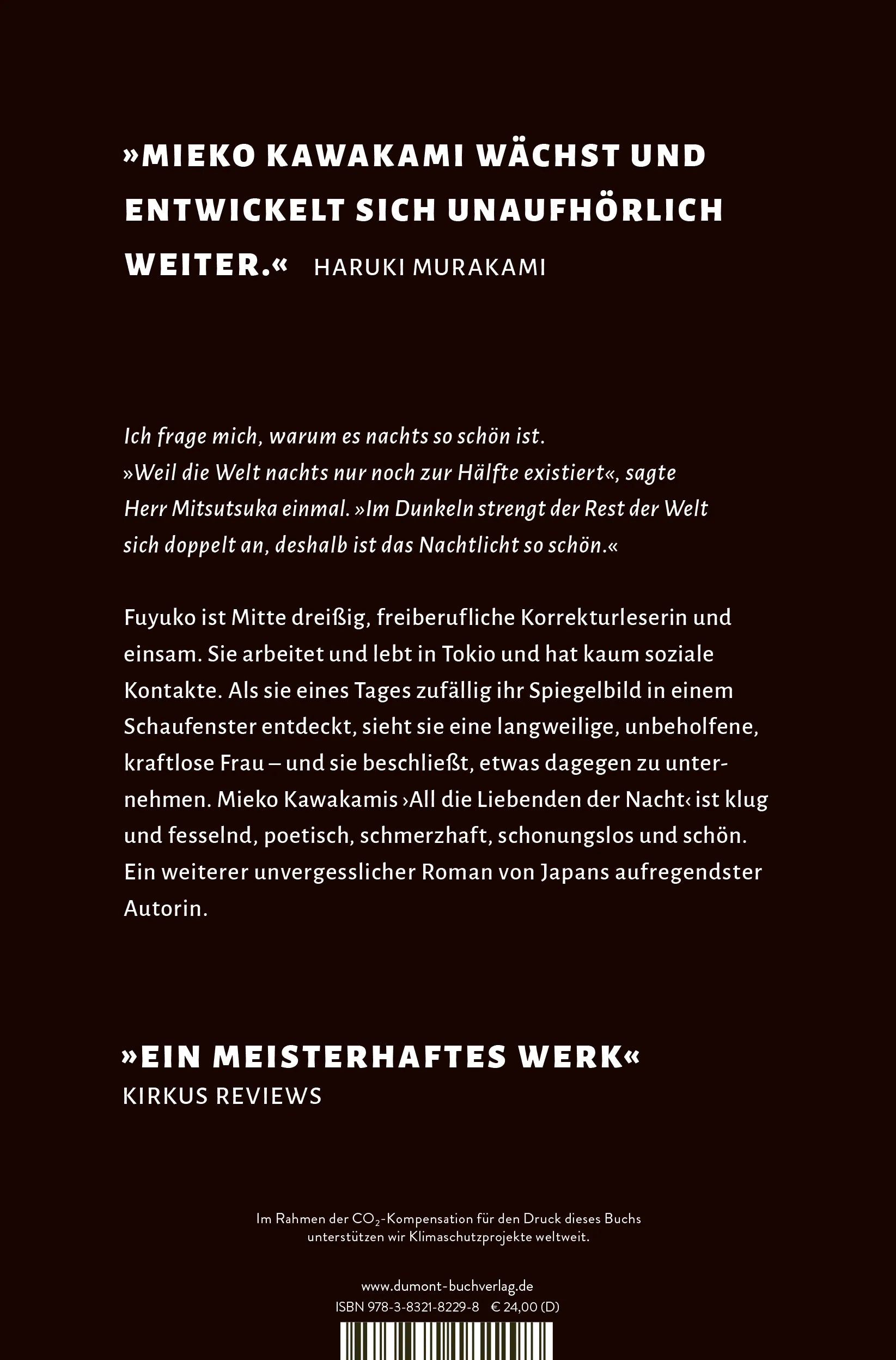 Buchrückseite von 'All die Liebenden der Nacht' mit Klappentext - Gebundene Ausgabe