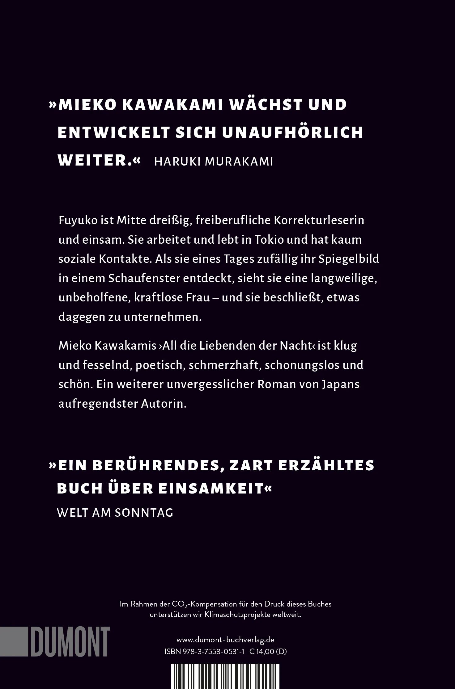 Buchrückseite von 'All die Liebenden der Nacht' mit Klappentext - Taschenbuch