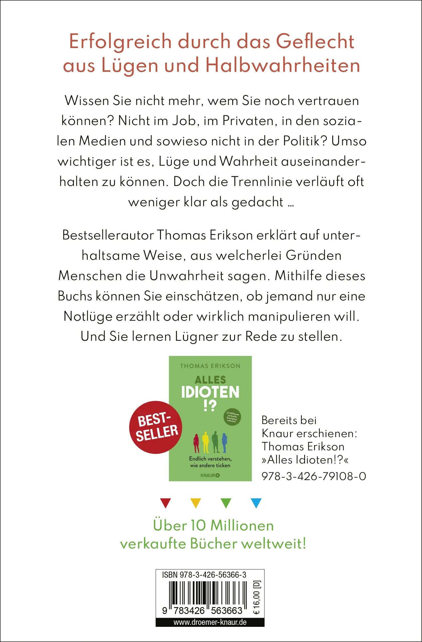 Buchrückseite von 'Alles Lügner!?' mit Klappentext - Taschenbuch