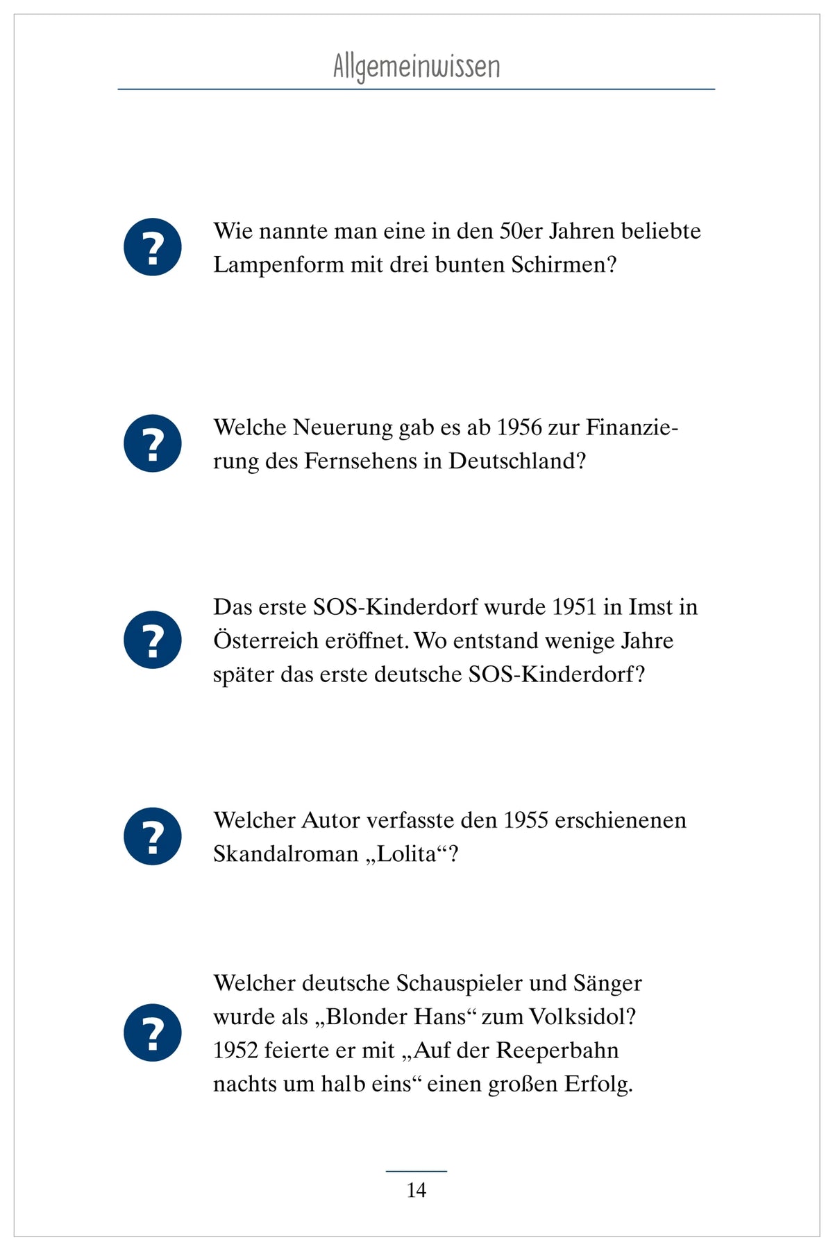 Allgemeinwissen. Das Gedächtnistraining-Quiz für Senioren. Ideal als Beschäftigung, Gedächtnistraining, Aktivierung bei Demenz. – Ansicht