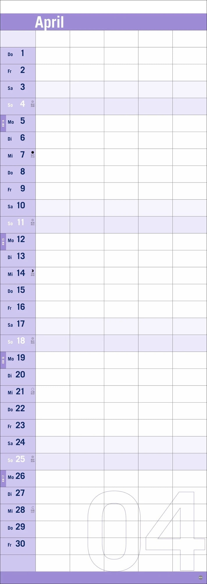 Allround-Familienplaner Vertical Kalender 2027 – Ansicht