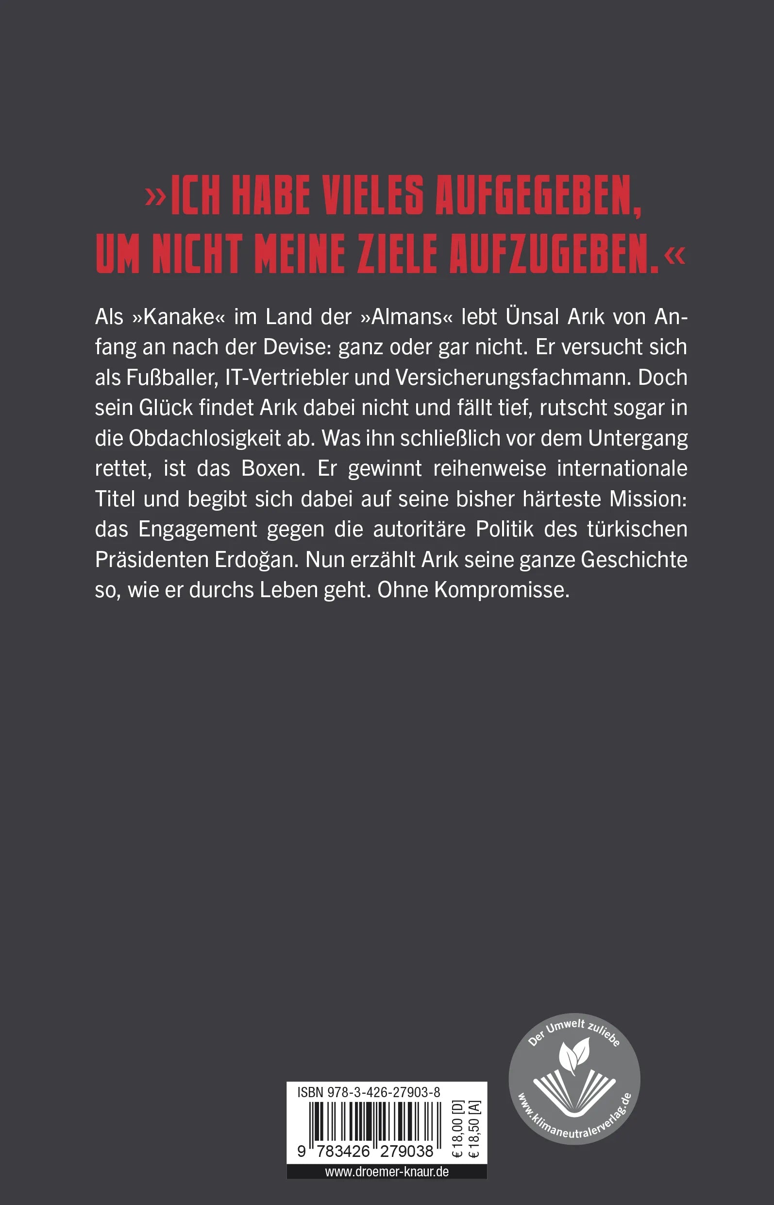 Buchrückseite von 'Alman vs. Kanake' mit Klappentext - Paperback