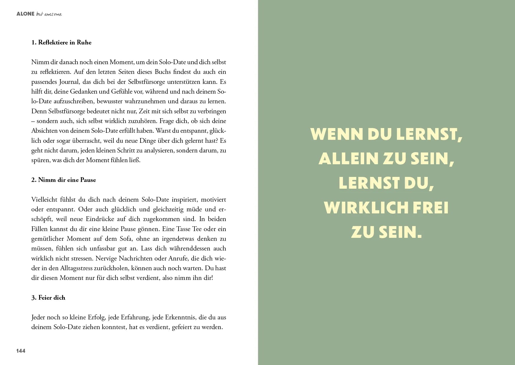 Innenansicht von 'Alone but awesome – die Magie von Solo-Dates' - Gebundene Ausgabe