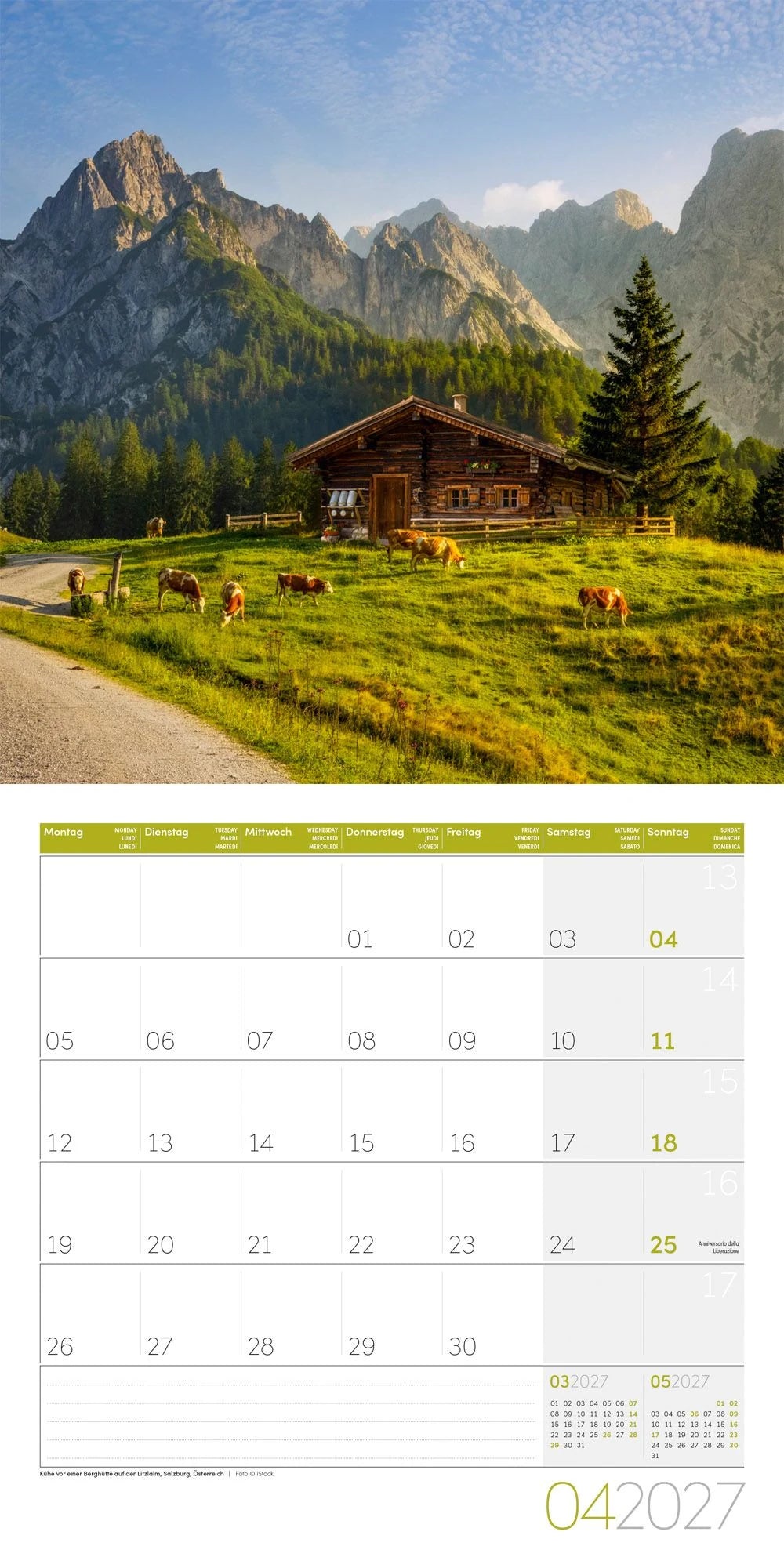 Alpen Kalender 2027 - 30x30 - Art12 – Ansicht