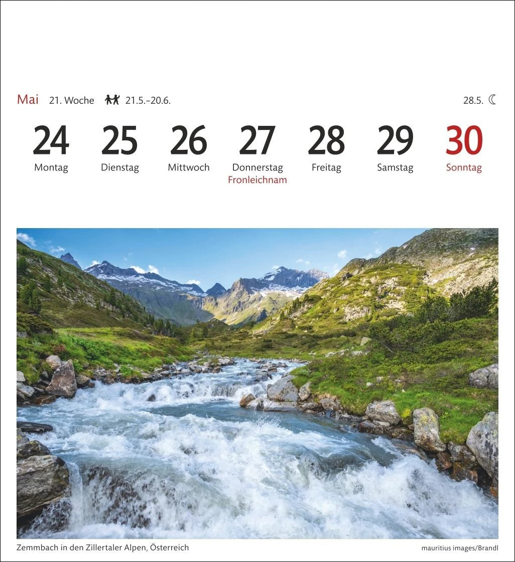Alpen Sehnsuchtskalender 2027 - Wochenkalender mit 53 Postkarten – Ansicht