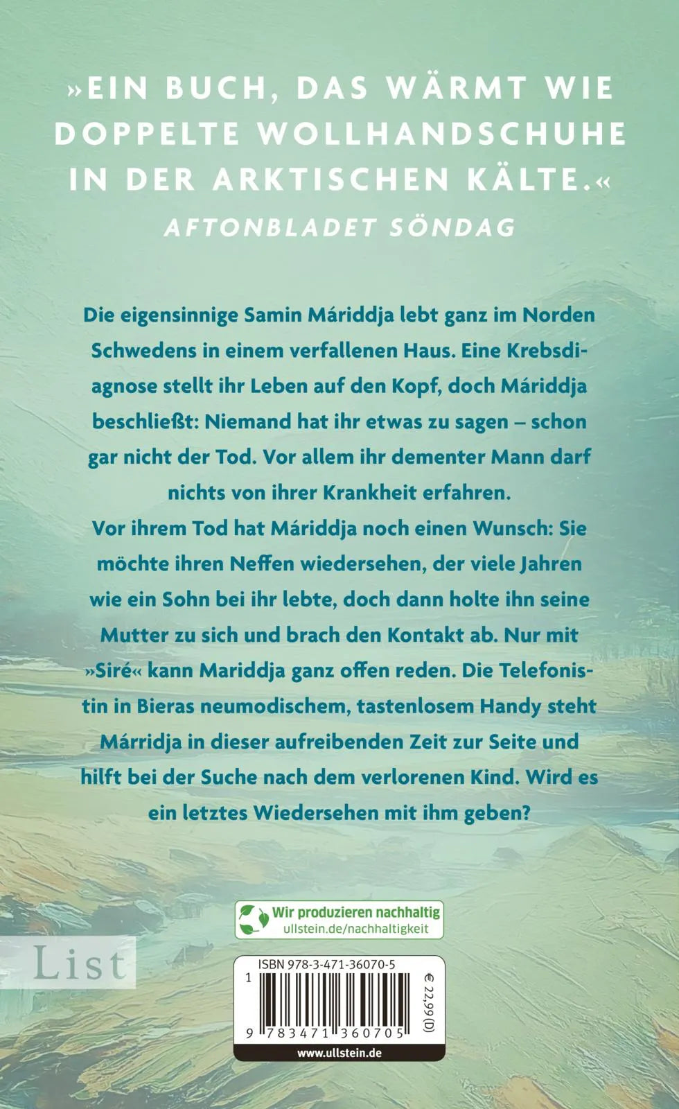 Buchrückseite von 'Als wir im Schnee Blumen pflückten' mit Klappentext - Gebundene Ausgabe