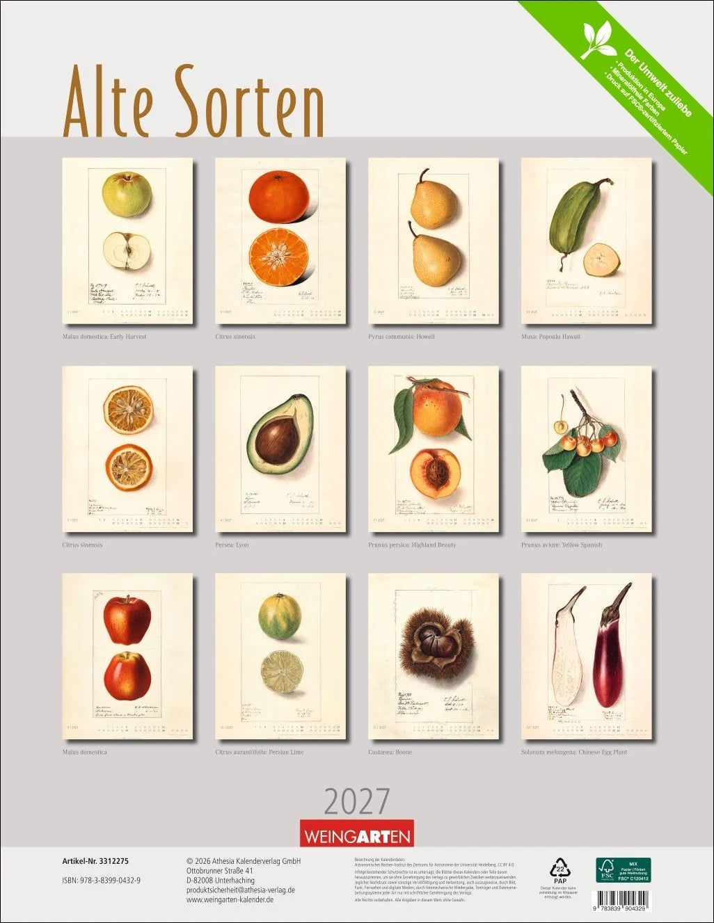Alte Sorten Kalender 2027 – Ansicht